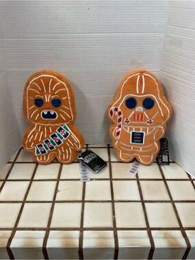 Star Wars Gingerbread Chewbacca & Darth Vader Plush Duo - Orange